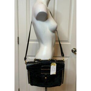 Rebecca Minkoff Collection Black Crocodile & Fur Crossbody Purse Handbag